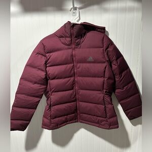 Maroon Adidas Women’s Large Puffer Jacket Insulated Full Zip Coat